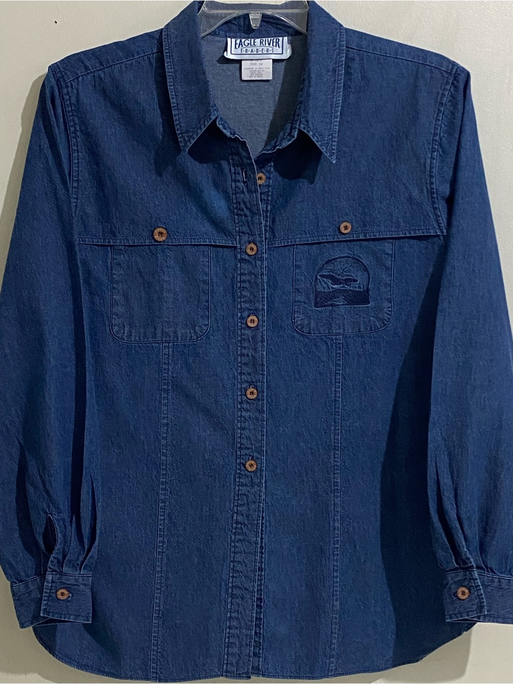 Vintage Women’s Eagle River Traders Dark Blue Denim Button-Up Shirt